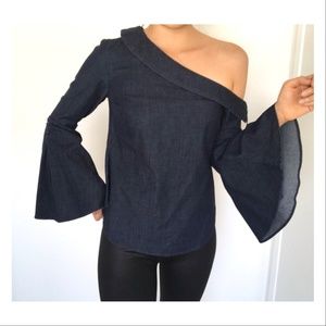 Banana Republic Denim Off Shoulder Bell sleeve